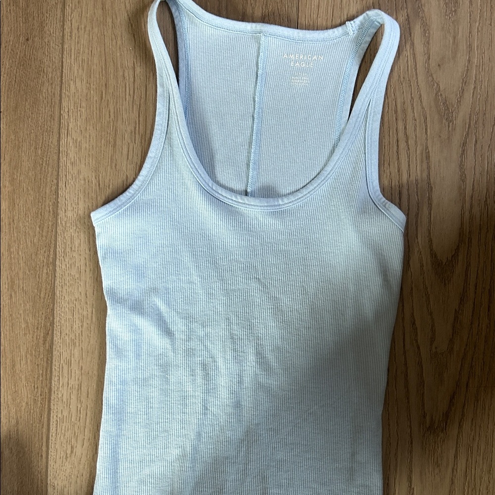 American Eagle Soft Blue Ribbed Tank